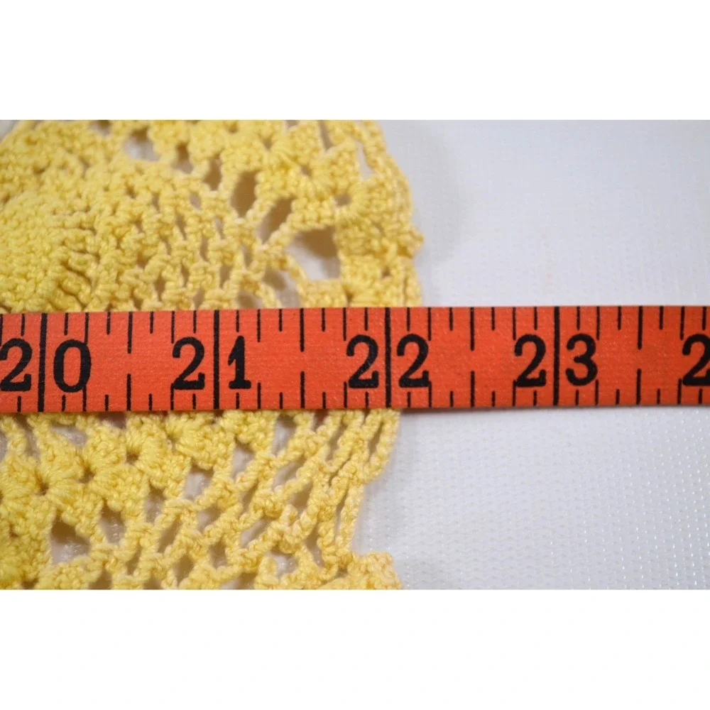 Vintage Round White & Yellow Handmade Crochet Doily 22